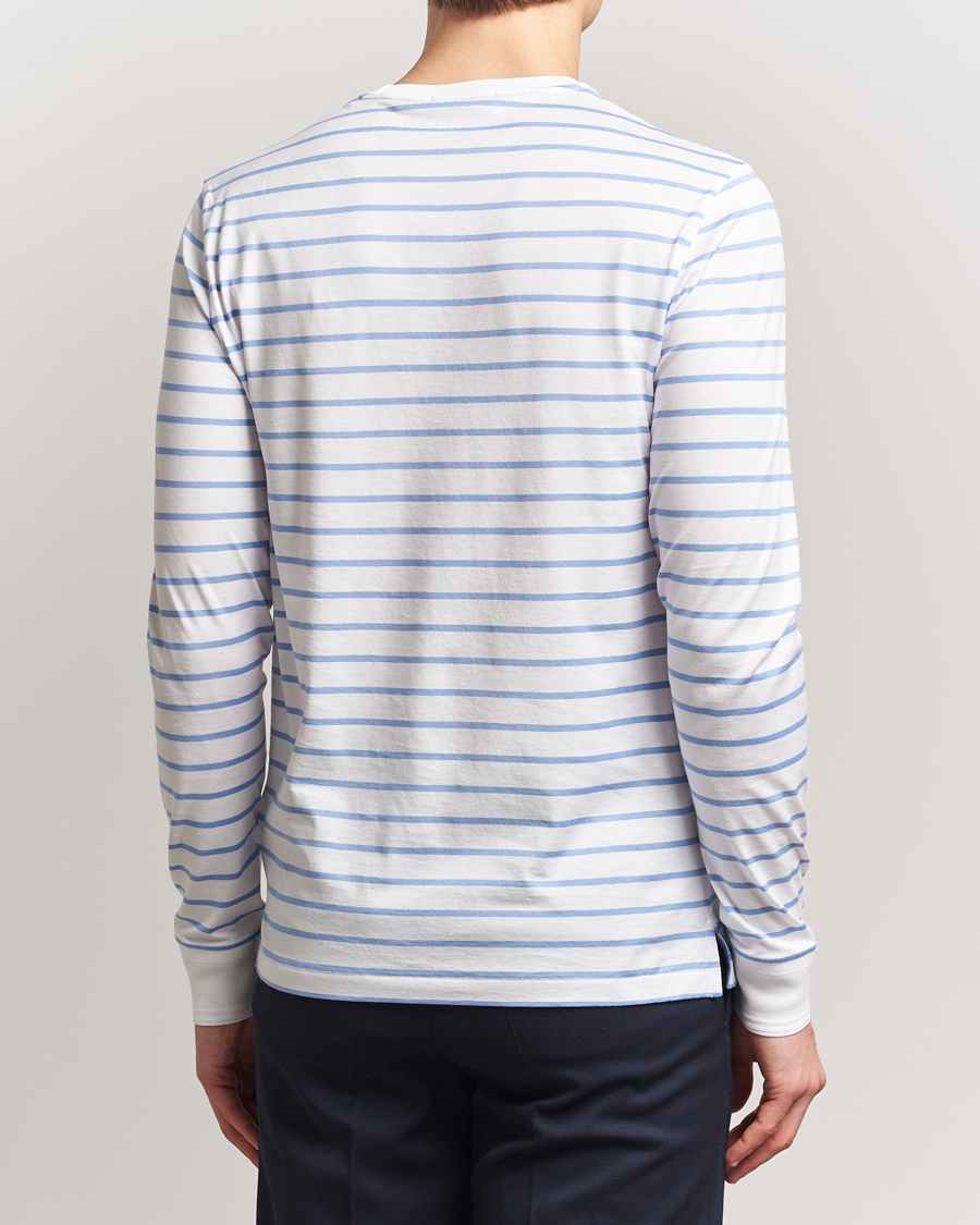 Herren | T-Shirts | Ralph Lauren Purple Label | Long Sleeve Striped T-Shirt White/Cornflower