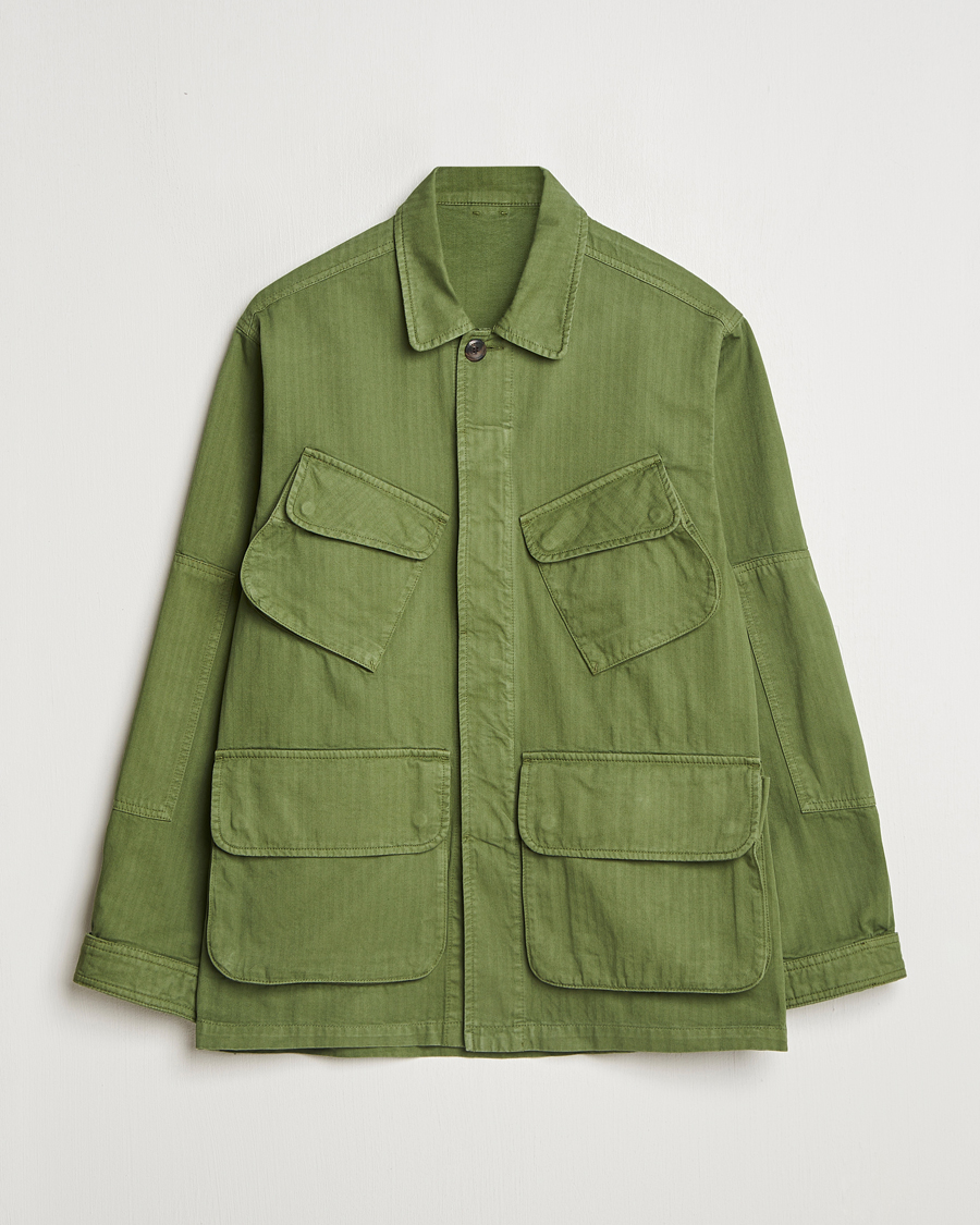 Herren | Jacken | Drake's | Herringbone Jungle Jacket Olive