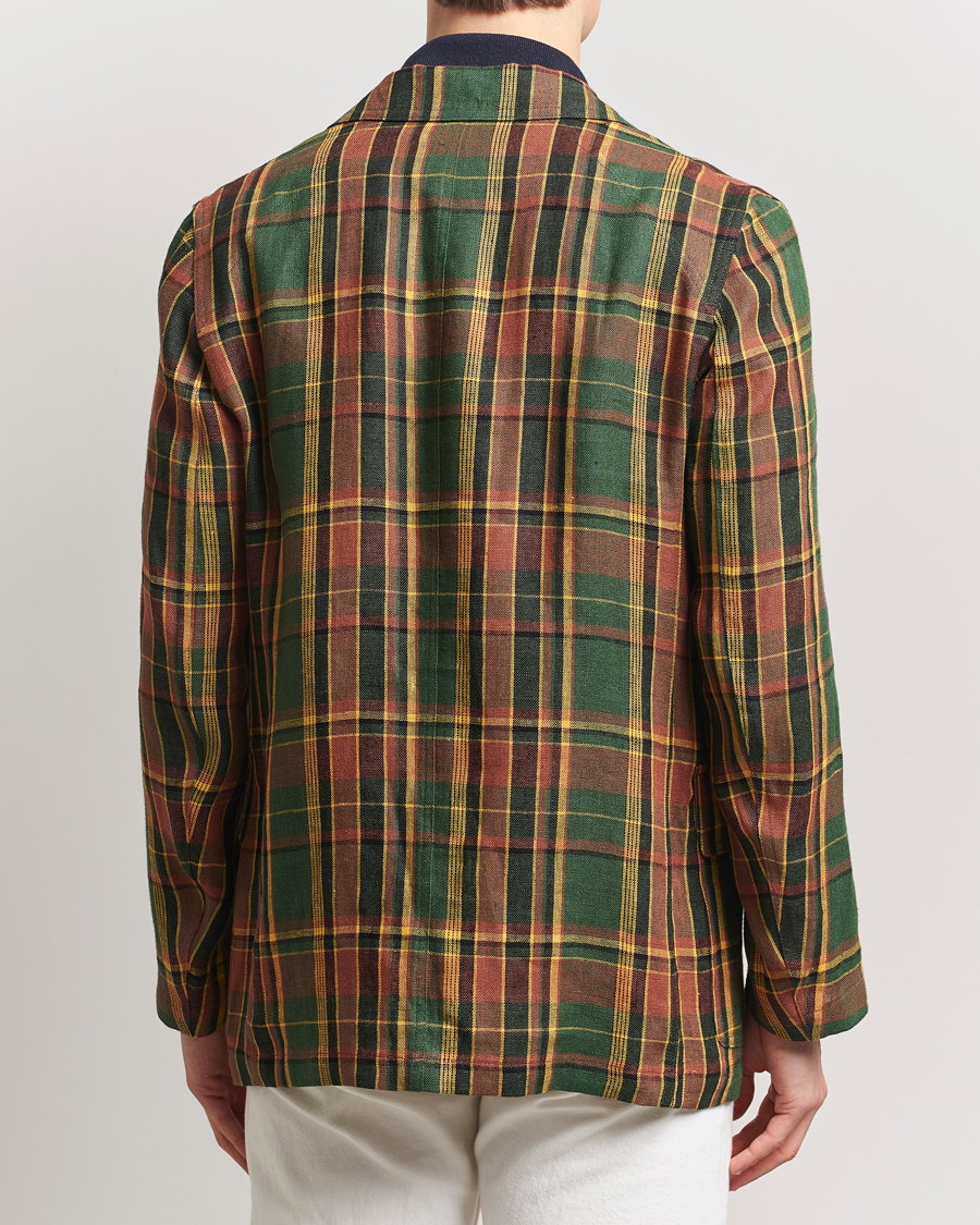 Herren | Sakkos | Drake's | MKI Linen Madras Games Blazer Brown/Green