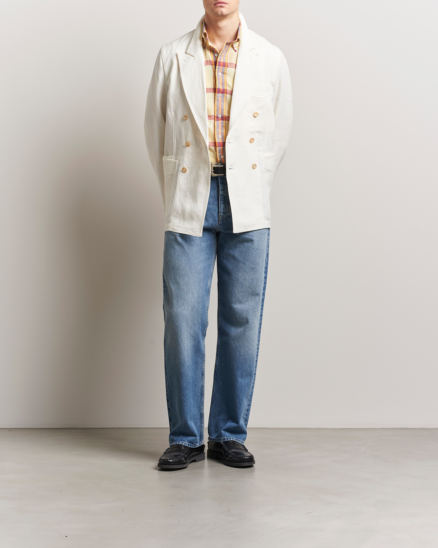 Herren | Sakkos | Drake's | MKIII Linen Games Double Breasted Blazer Ecru