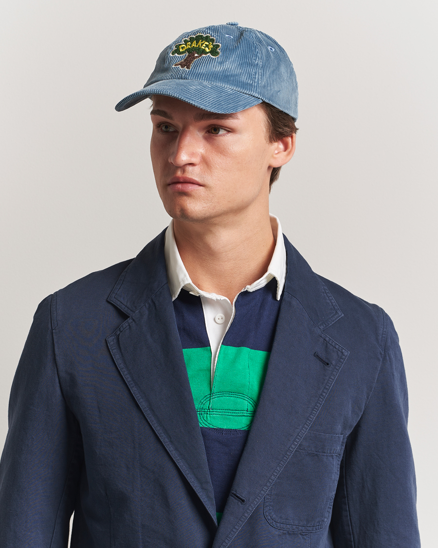 Herren | Drake's Drake´s Tree Baseball Cap Cornflower Blue | Drake's | Drake´s Tree Baseball Cap Cornflower Blue