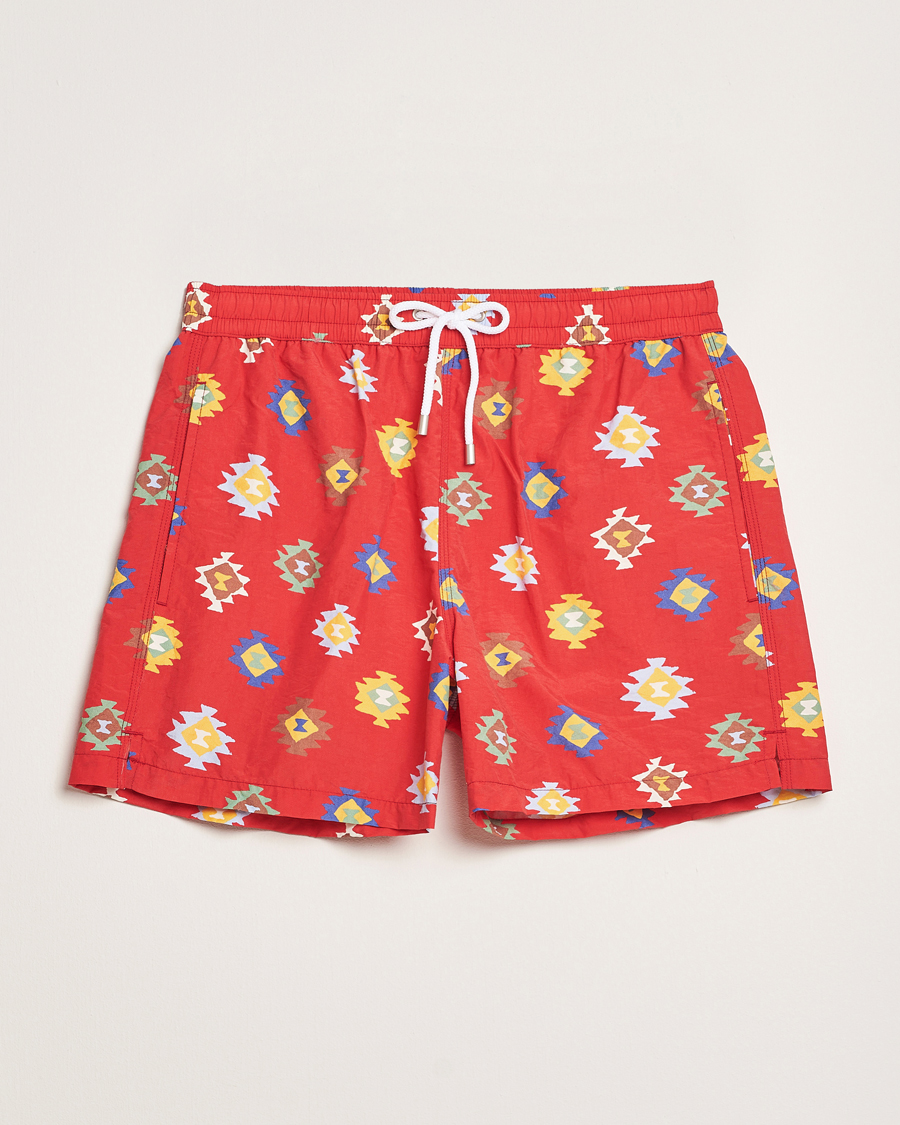 Herren | Badehosen | Drake's | Kelim Drawstring Swimshorts Red