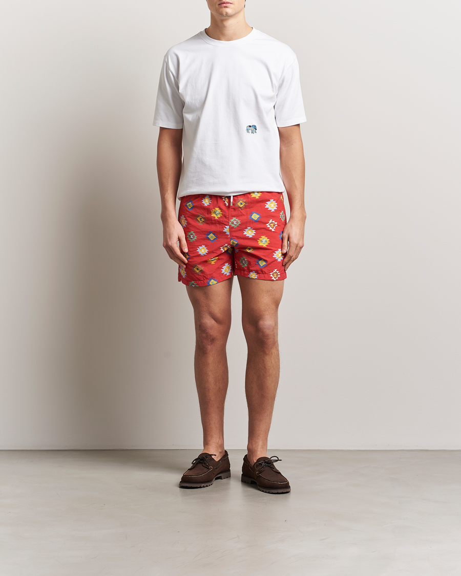 Herren | Badehosen | Drake's | Kelim Drawstring Swimshorts Red