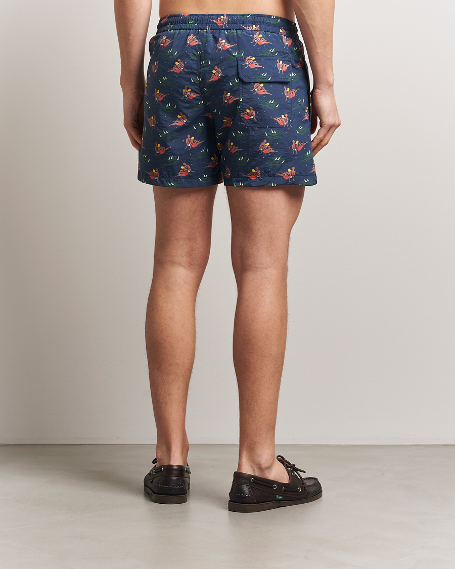 Herren | Badehosen | Drake's | Bathers Print Drawstring Swimshorts Navy