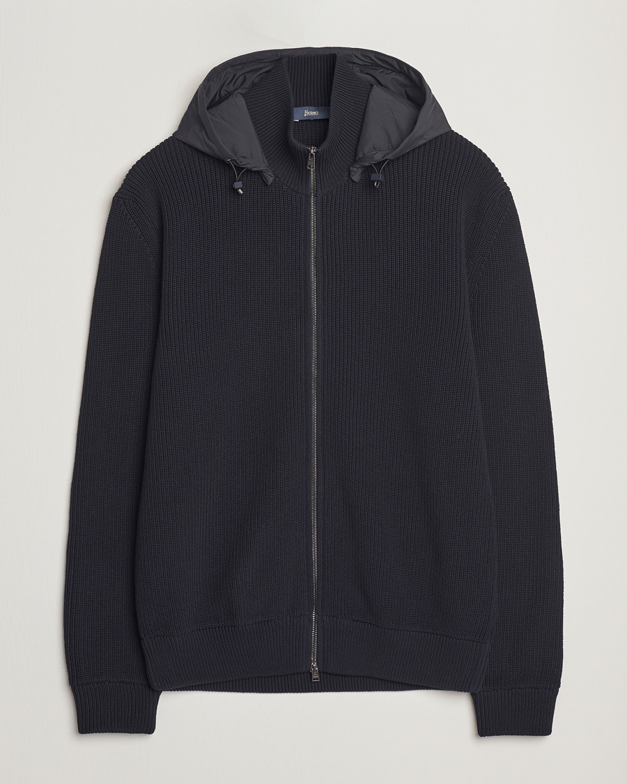 Herren | Jacken | Herno | Cotton Knit Hybrid Jacket Navy