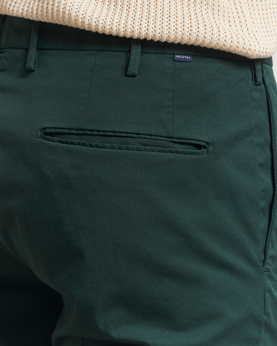 Herren | Hosen | Incotex | Slim Fit Comfort Chinos Dark Green