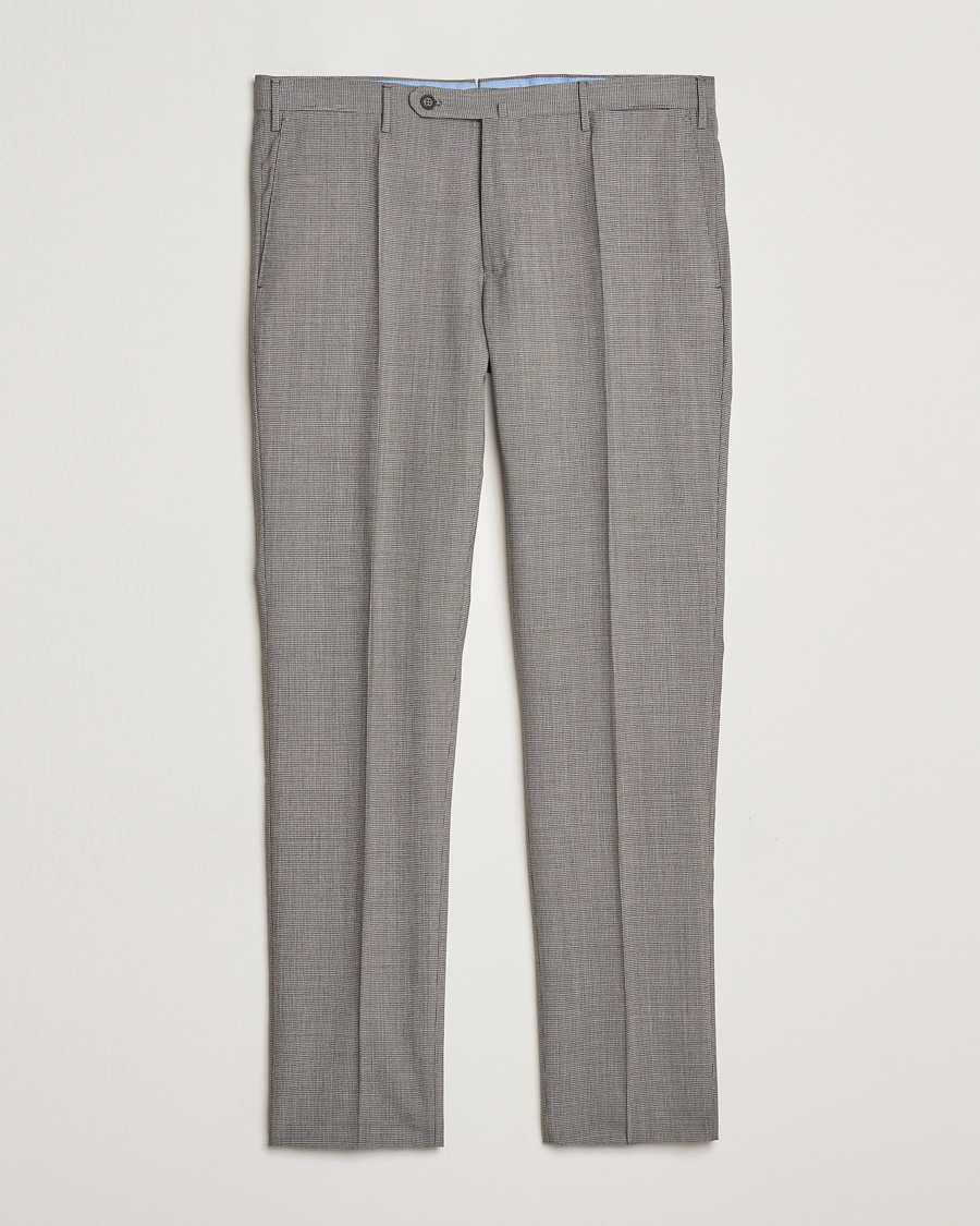 Herren | Hosen | Incotex | Slim Fit Micro Houndstooth Wool Trousers Light Grey