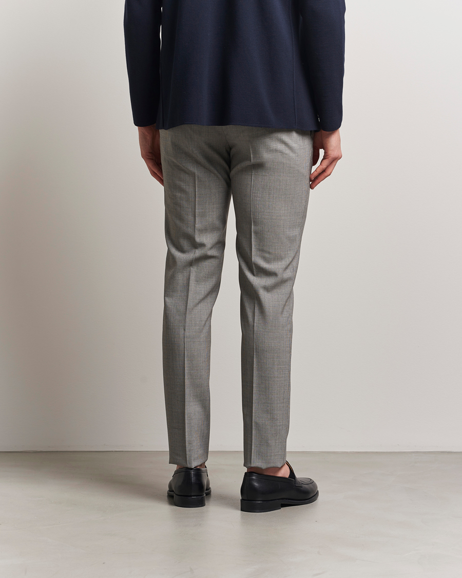 Herren | Hosen | Incotex | Slim Fit Micro Houndstooth Wool Trousers Light Grey