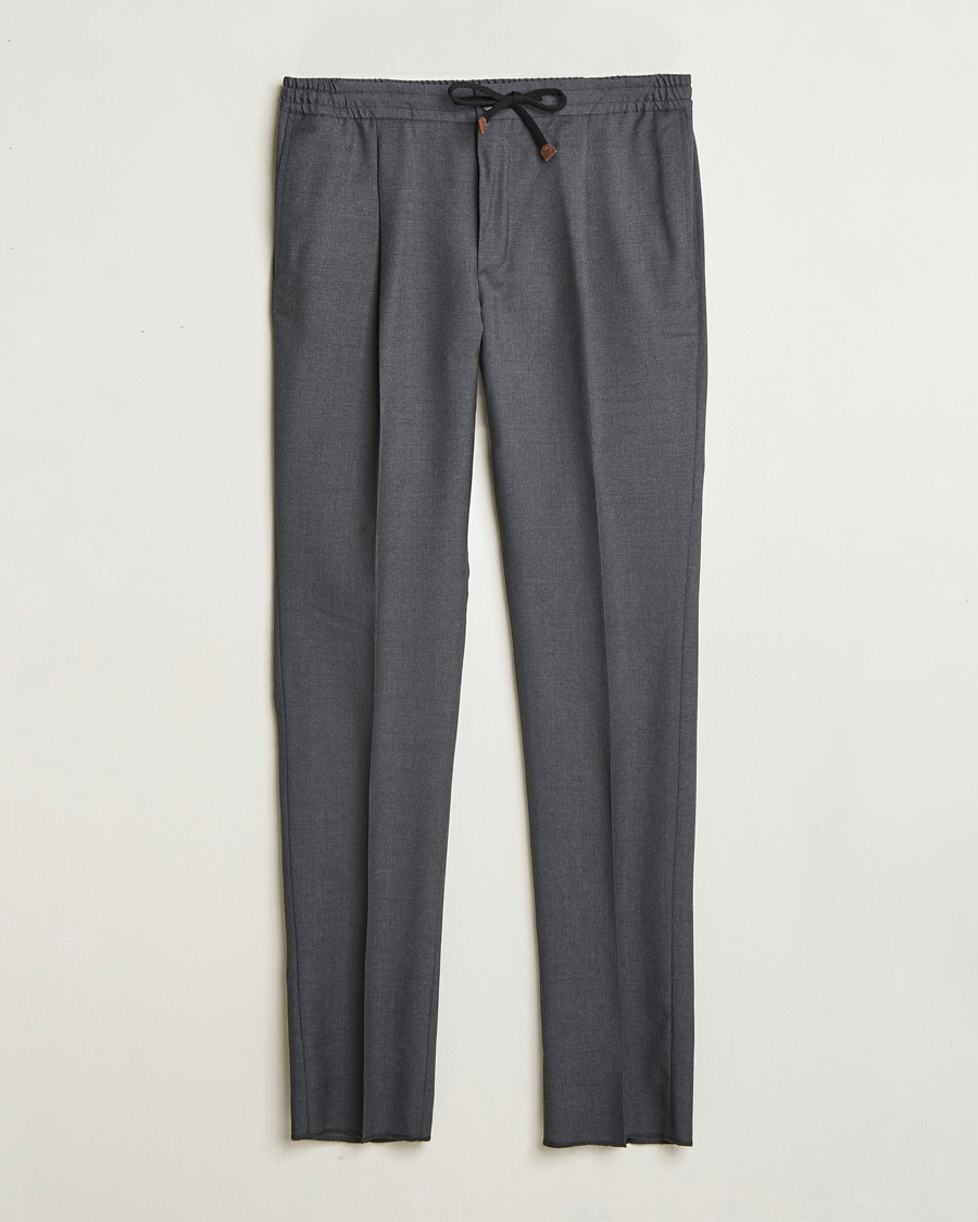 Herren | Hosen | Incotex | Drawstring Super 100s Wool Pants Medium Grey