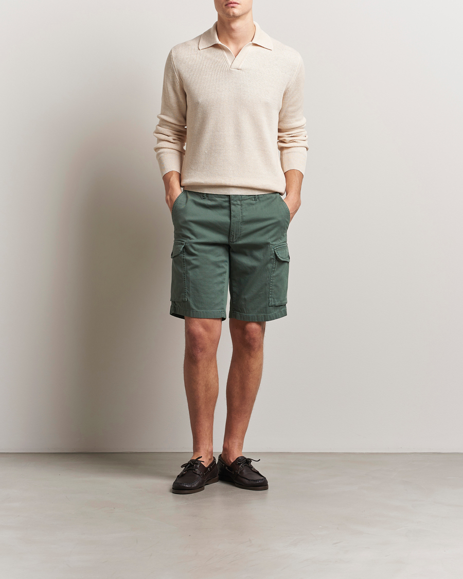 Herren | Shorts | Incotex | Cotton Cargo Shorts Bottle Green