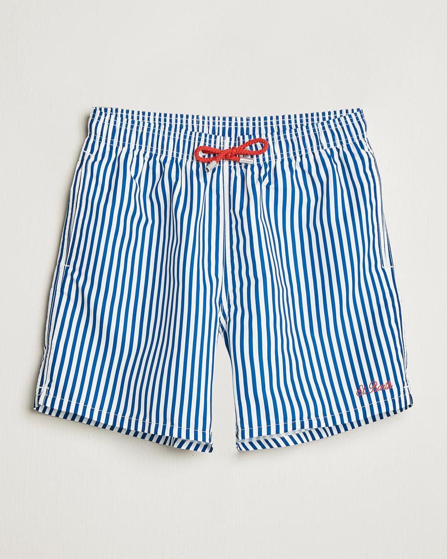 Herren | Badehosen | MC2 Saint Barth | Printed Nylon Swim Shorts Dark Blue Stripes