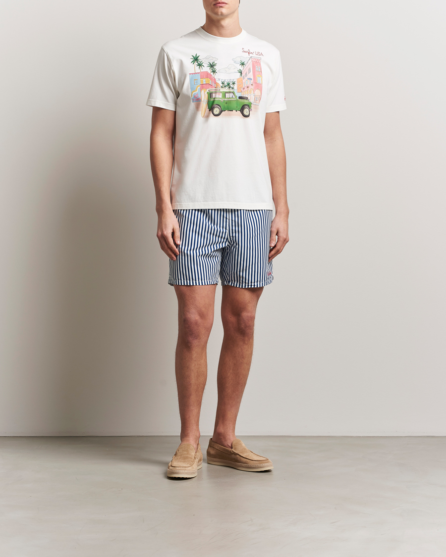 Herren | Badehosen | MC2 Saint Barth | Printed Nylon Swim Shorts Dark Blue Stripes