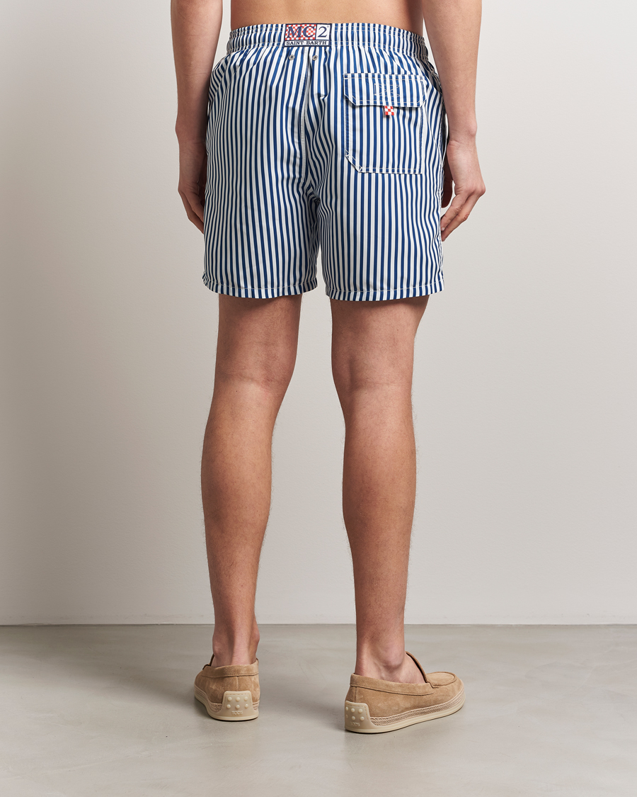 Herren | Badehosen | MC2 Saint Barth | Printed Nylon Swim Shorts Dark Blue Stripes