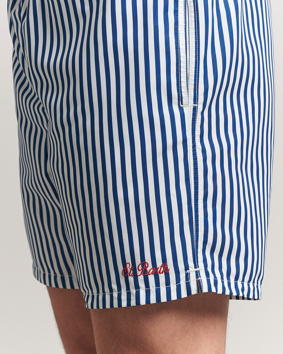 Herren | Badehosen | MC2 Saint Barth | Printed Nylon Swim Shorts Dark Blue Stripes