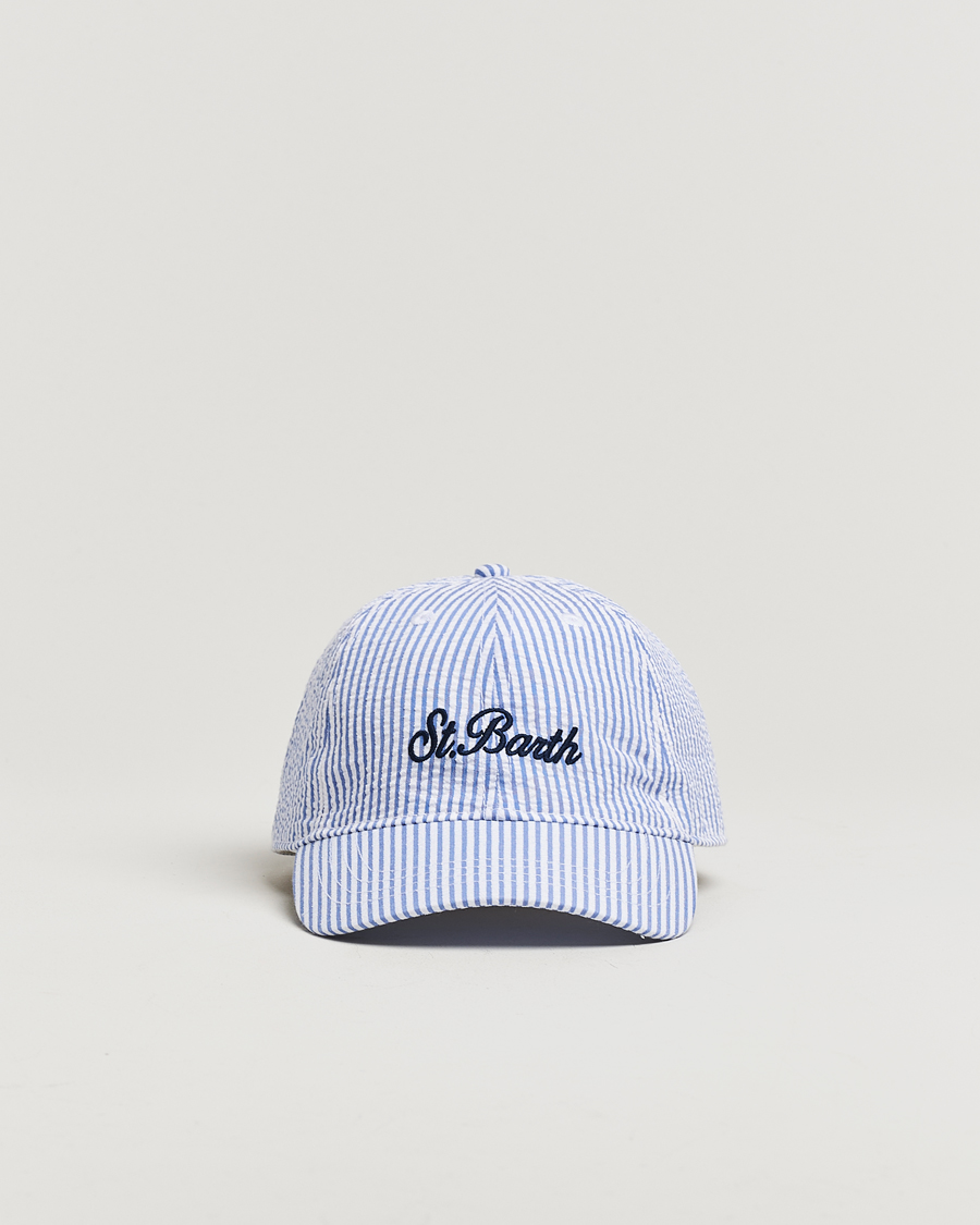 Herren | MC2 Saint Barth Seersucker Baseball Cap Blue Stripes | MC2 Saint Barth | Seersucker Baseball Cap Blue Stripes