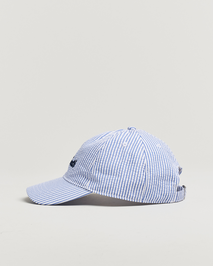Herren | MC2 Saint Barth Seersucker Baseball Cap Blue Stripes | MC2 Saint Barth | Seersucker Baseball Cap Blue Stripes
