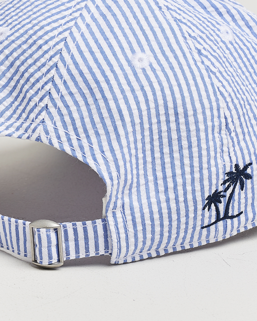 Herren | MC2 Saint Barth Seersucker Baseball Cap Blue Stripes | MC2 Saint Barth | Seersucker Baseball Cap Blue Stripes