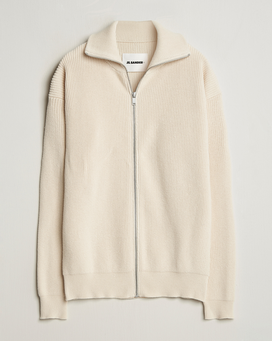 Herren | Pullover | Jil Sander | Rib Full Zip Cardigan Porcelain