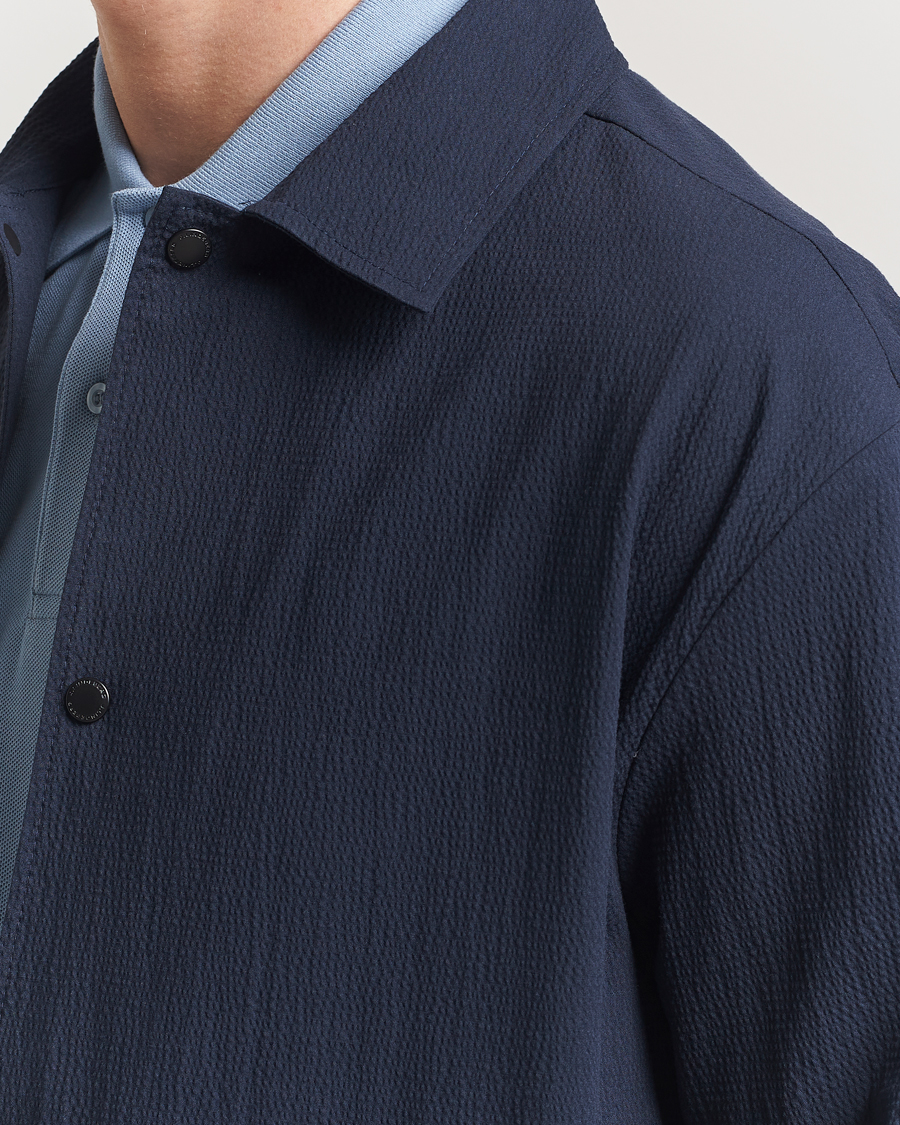 Herren | Hemden | J.Lindeberg | Celian Seersucker Overshirt Navy
