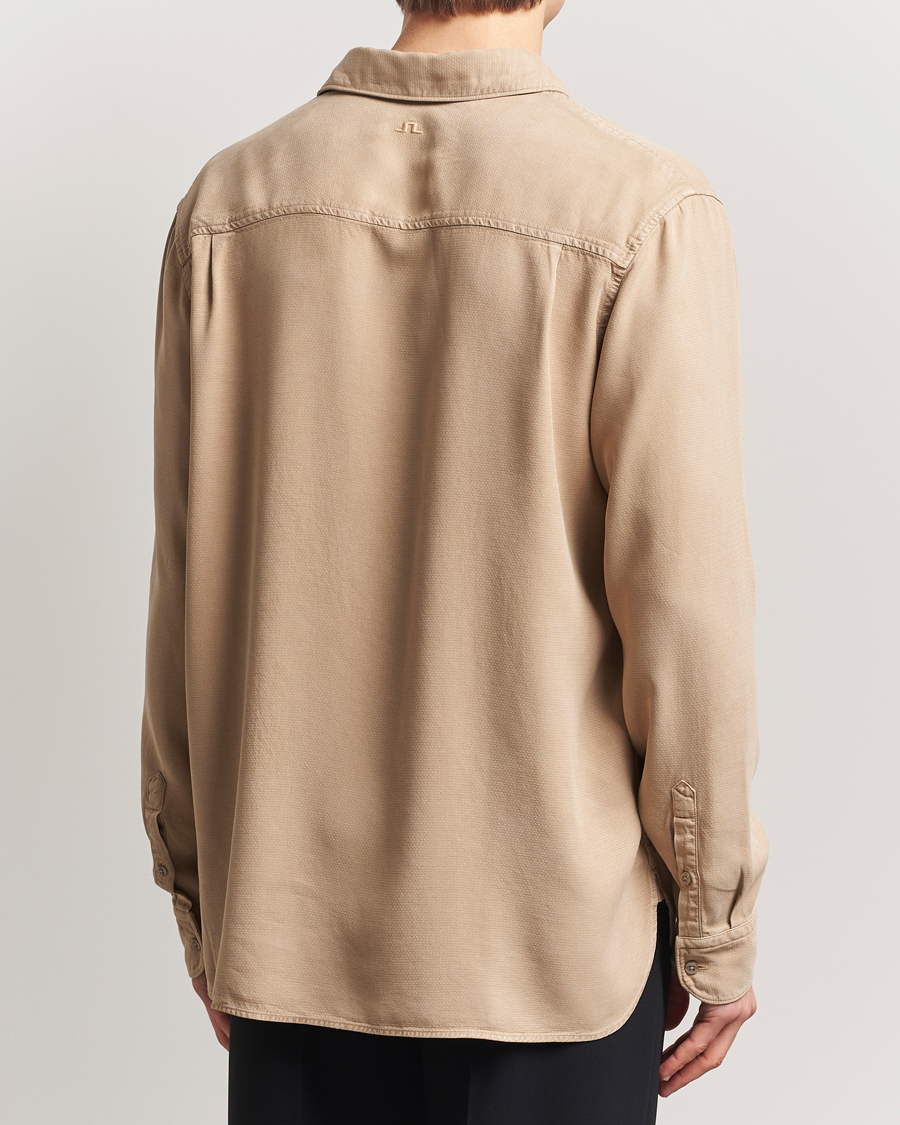 Herren | Hemden | J.Lindeberg | Garment Dyed Structure Tencel Shirt Khaki