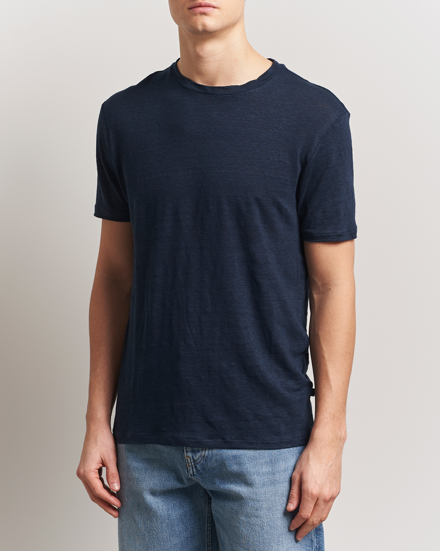 Herren | T-Shirts | J.Lindeberg | Coma Linen T-Shirt Navy