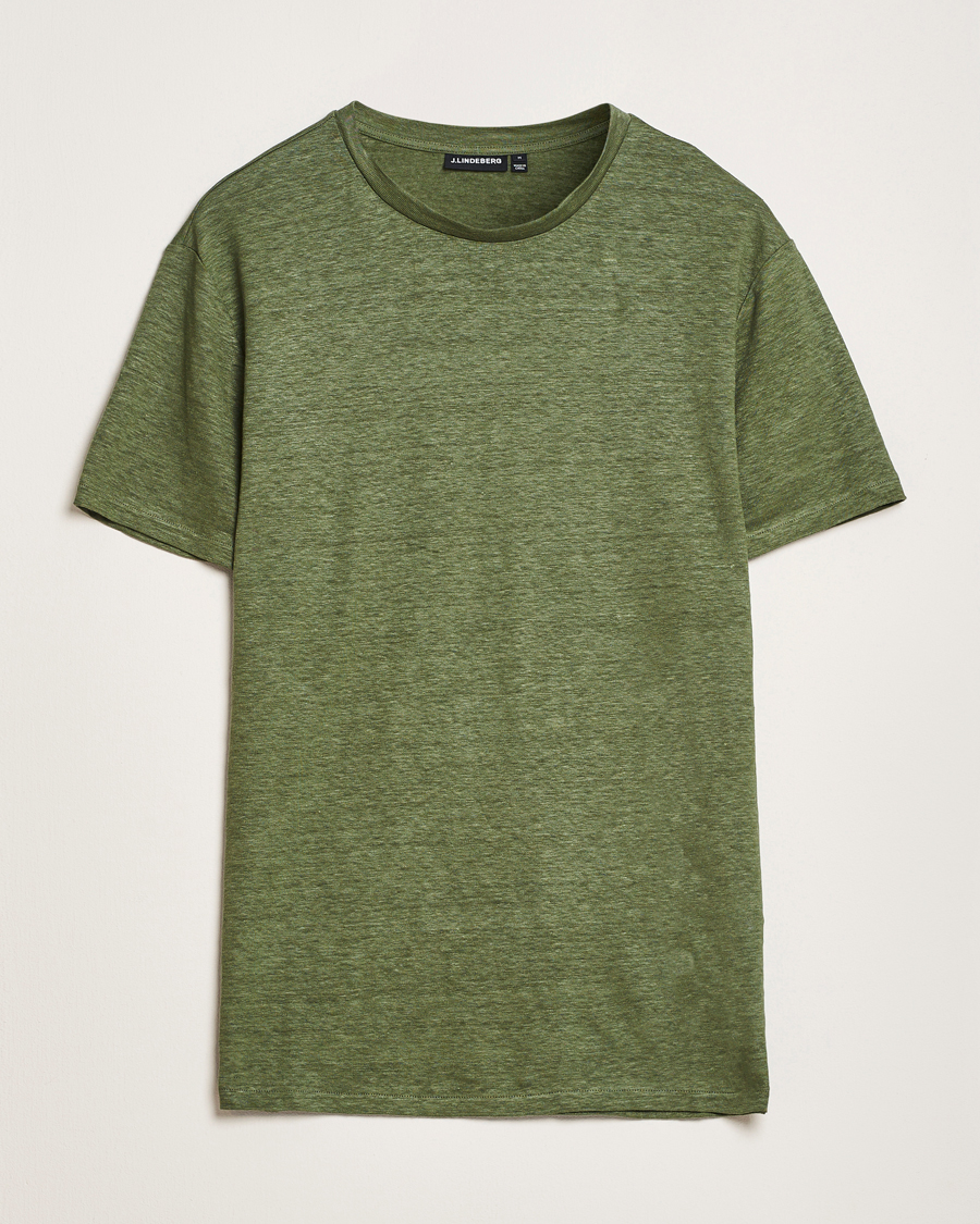 Herren | T-Shirts | J.Lindeberg | Coma Linen T-Shirt Olivinie