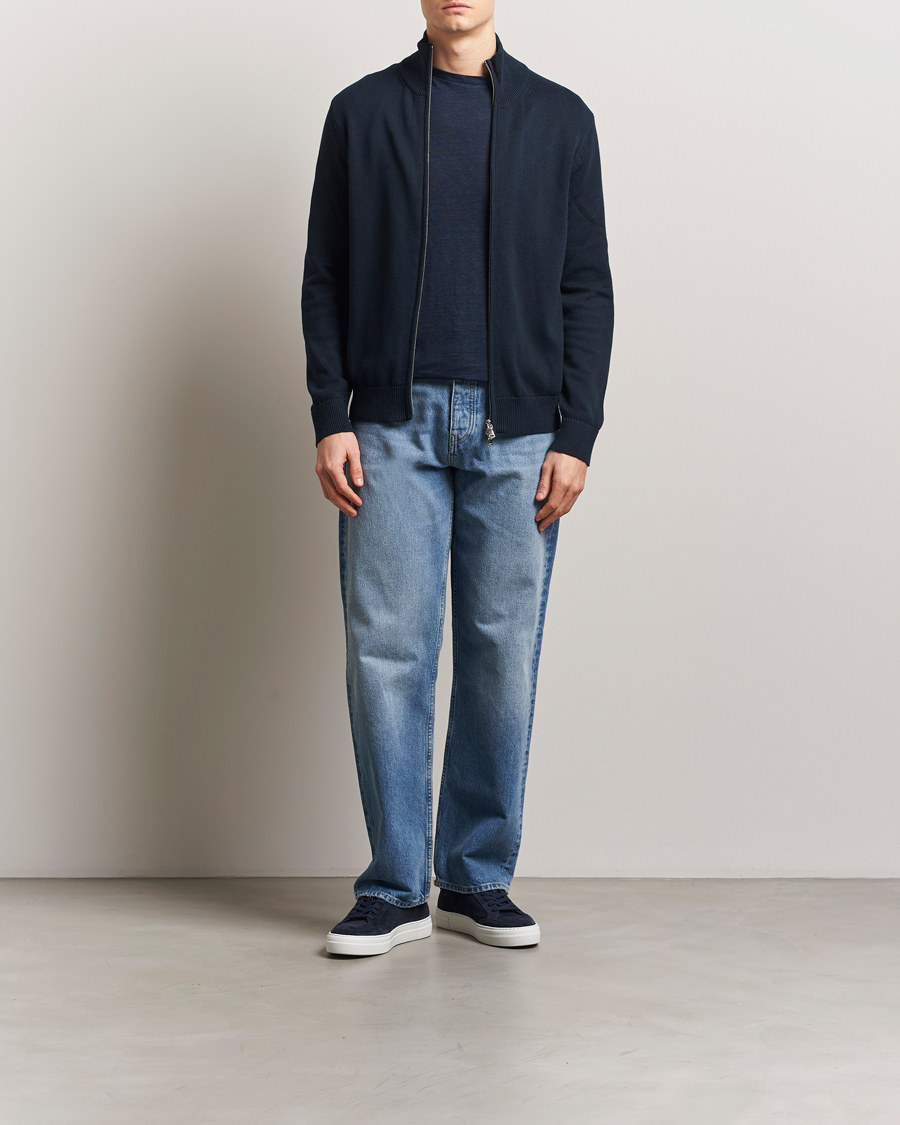 Herren | Pullover | J.Lindeberg | Alexis Full Zip Cotton Cardigan Navy