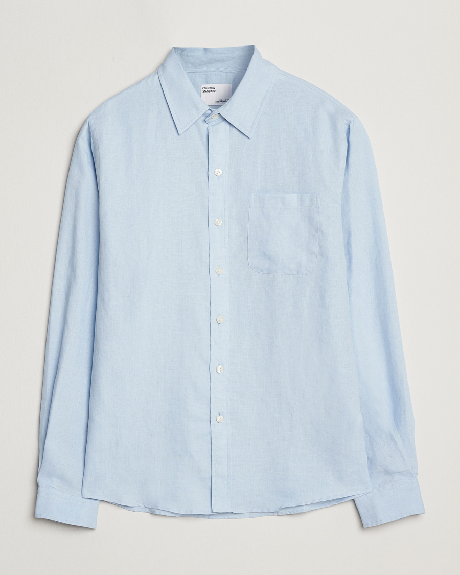 Herren | Hemden | Colorful Standard | Garment Dyed Linen Shirt Polar Blue