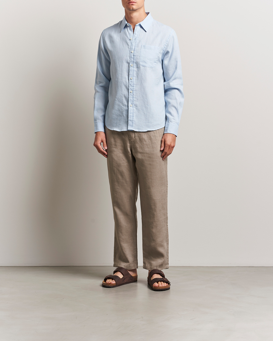 Herren | Hemden | Colorful Standard | Garment Dyed Linen Shirt Polar Blue