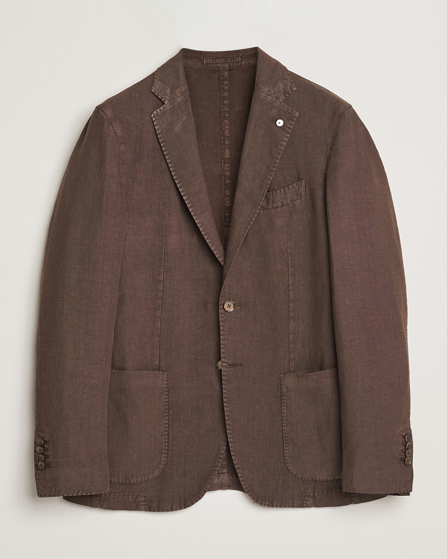 Herren | Sakkos | L.B.M. 1911 | Jack Regular Fit Linen Blazer Dark Brown