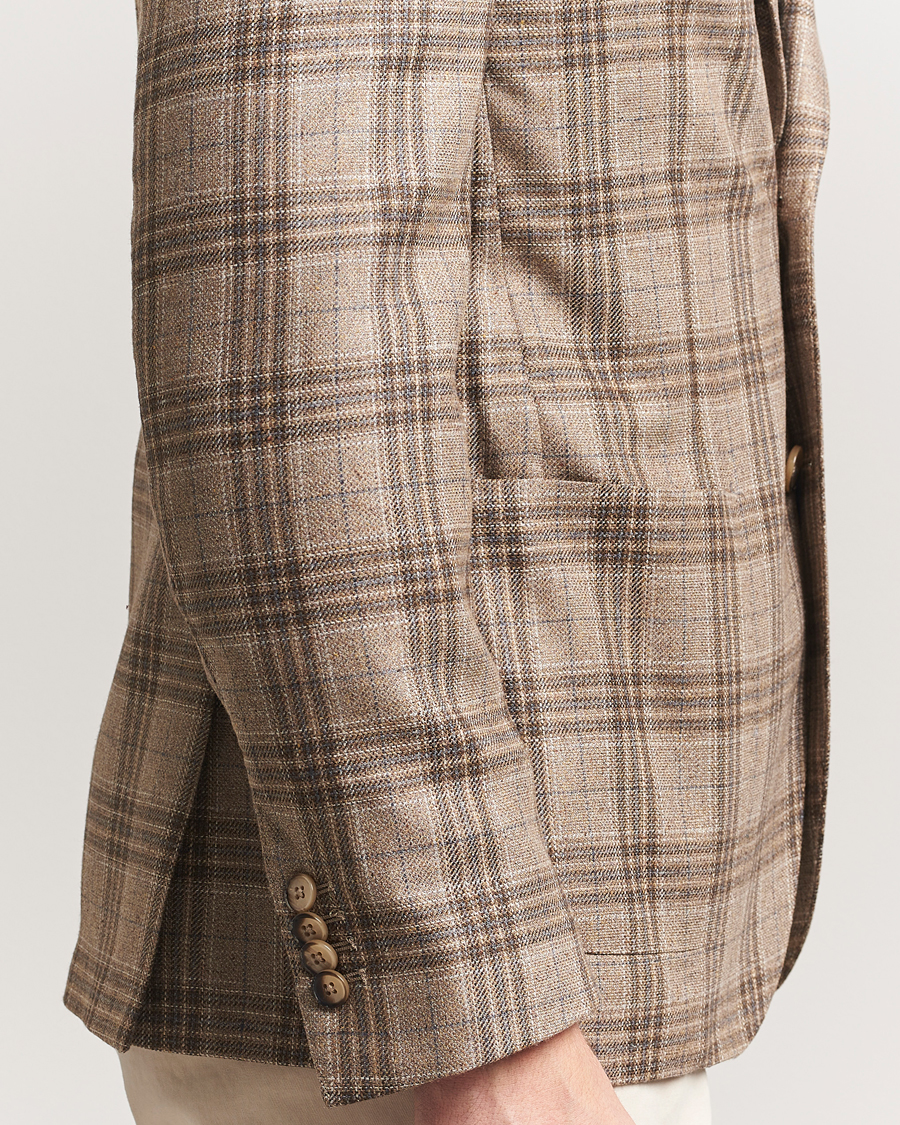 Herren | Sakkos | L.B.M. 1911 | Jack Regular Fit Silk/Wool Overcheck Blazer Brown