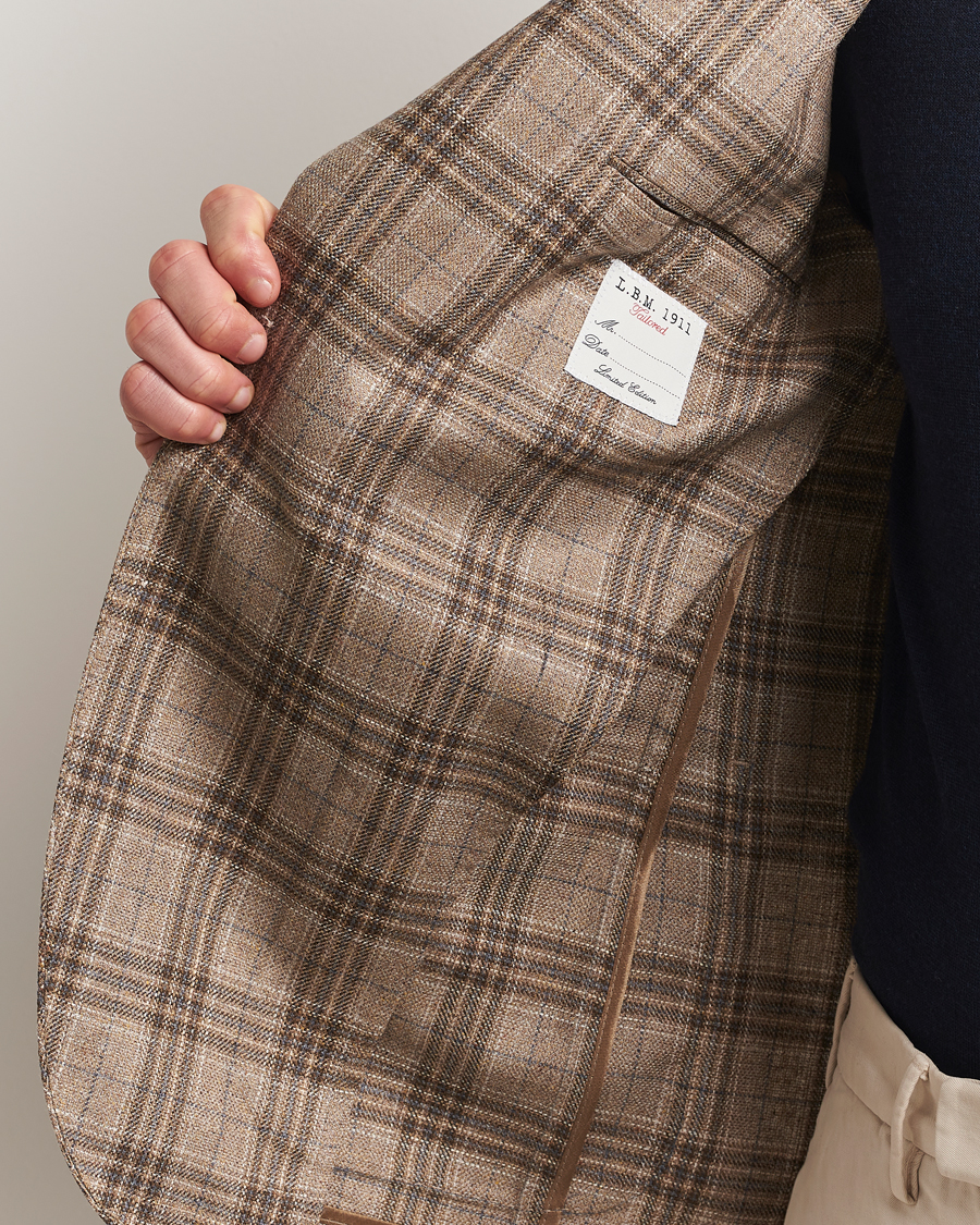 Herren | Sakkos | L.B.M. 1911 | Jack Regular Fit Silk/Wool Overcheck Blazer Brown