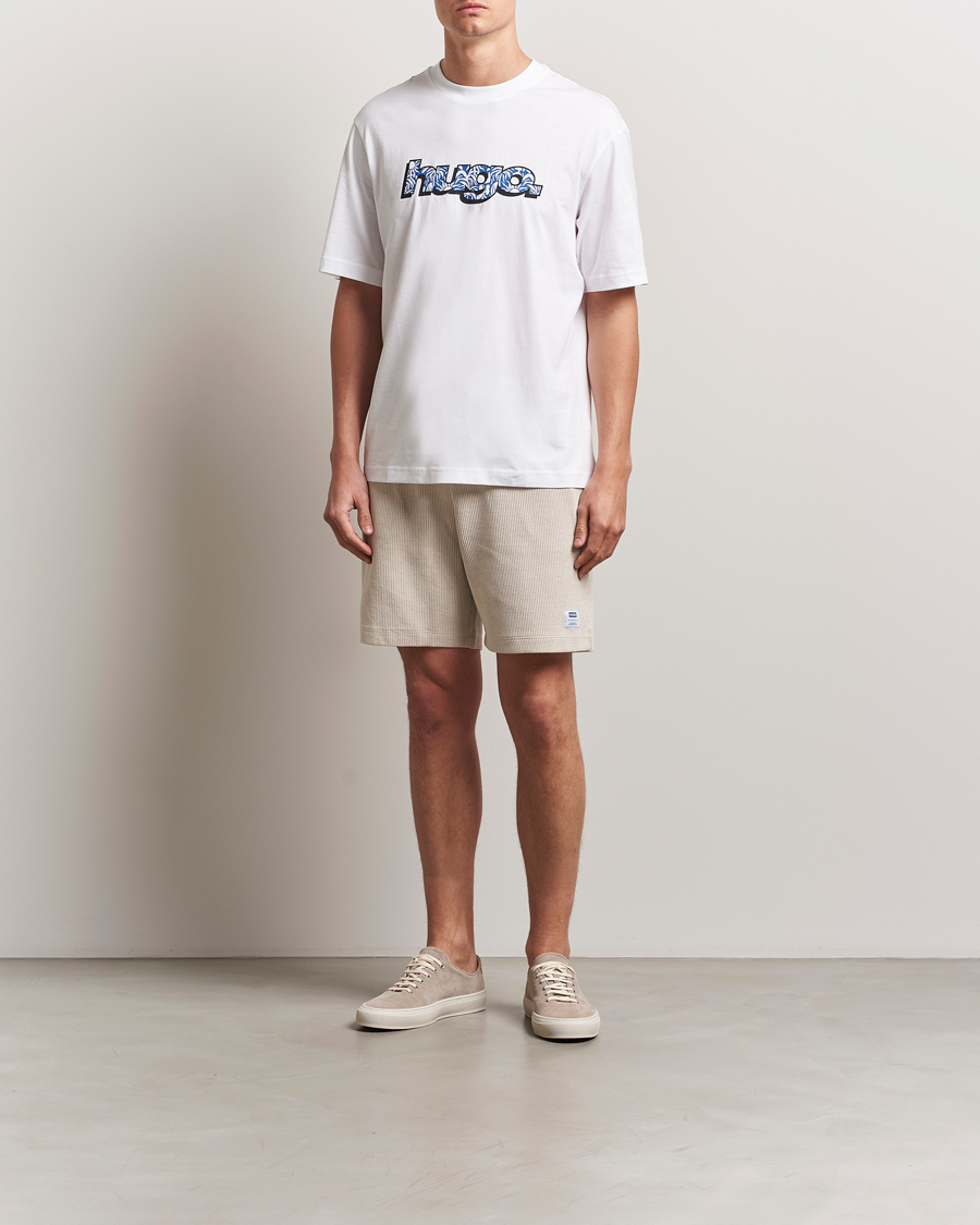 Herren | Shorts | HUGO | Nuwfallo Waffle Sweatshorts Open White
