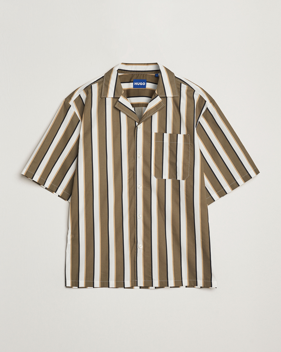 Herren | Hemden | HUGO | Eligino Striped Short Sleeve Shirt Open Green