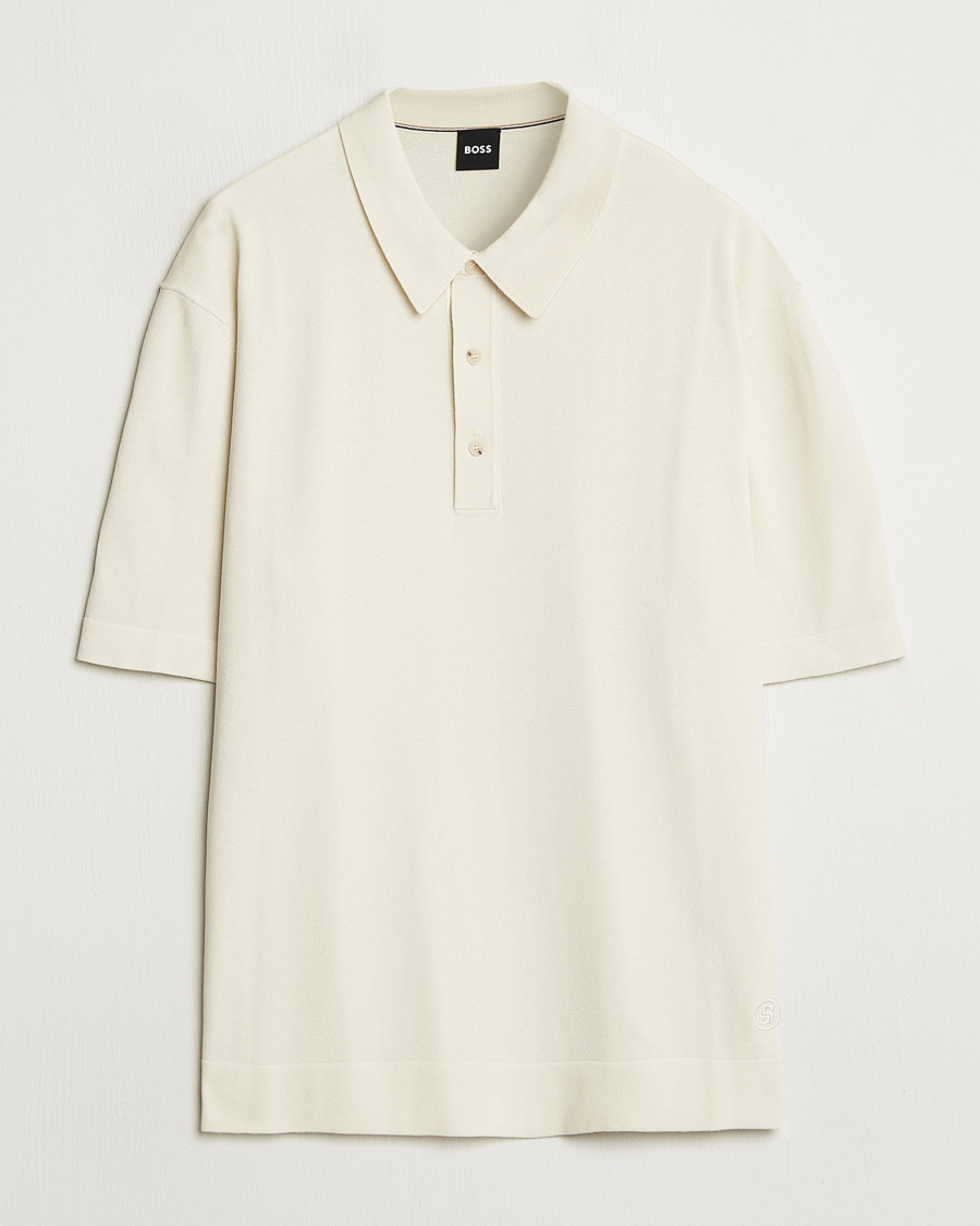 Herren | Poloshirts | BOSS BLACK | Jervasoni Cotton/Silk Knitted Polo Open White