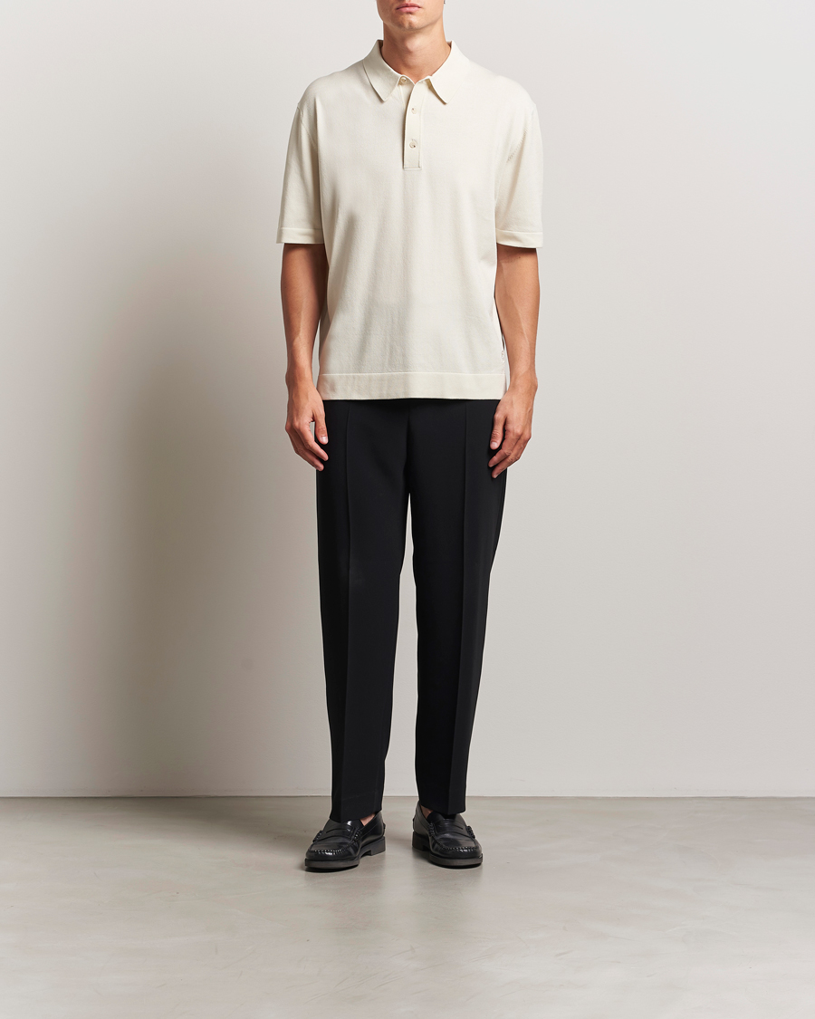 Herren | Poloshirts | BOSS BLACK | Jervasoni Cotton/Silk Knitted Polo Open White