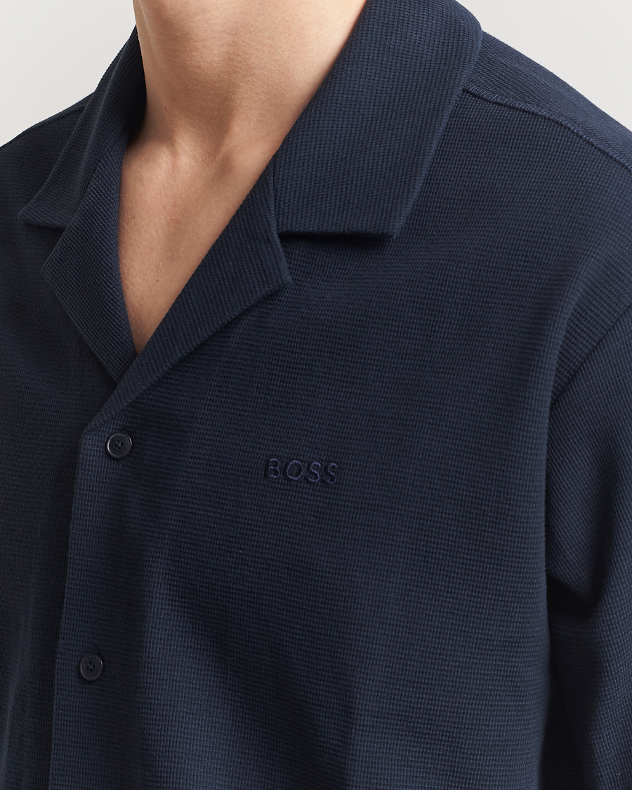 Herren | Hemden | BOSS ORANGE | Waffle Short Sleeve Shirt Dark Blue