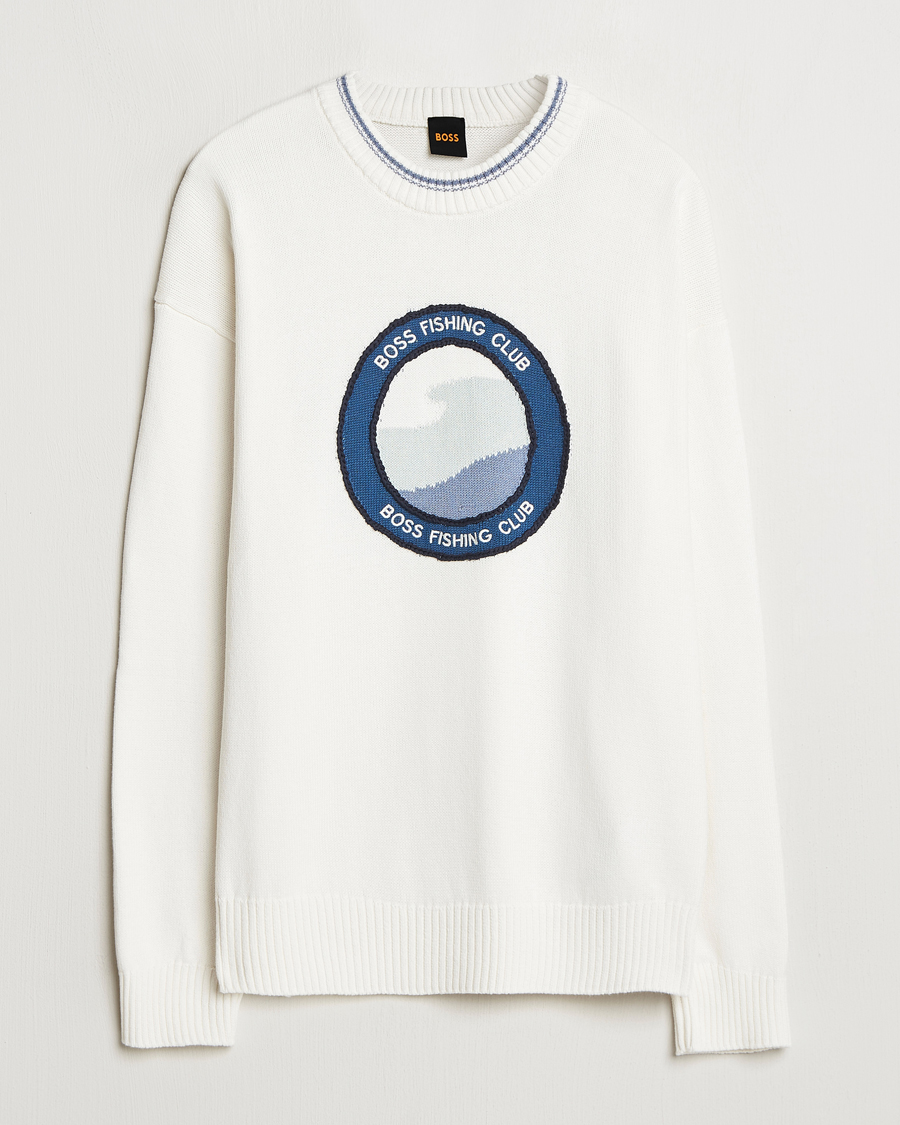 Herren | Pullover | BOSS ORANGE | Klubfish Printed Crew Neck Sweater Natural