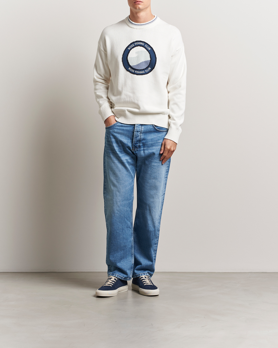 Herren | Pullover | BOSS ORANGE | Klubfish Printed Crew Neck Sweater Natural