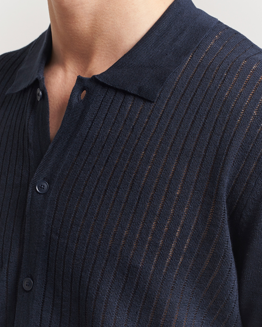 Herren | Hemden | BOSS ORANGE | Kamicino Knitted Short Sleeve Shirt Dark Blue