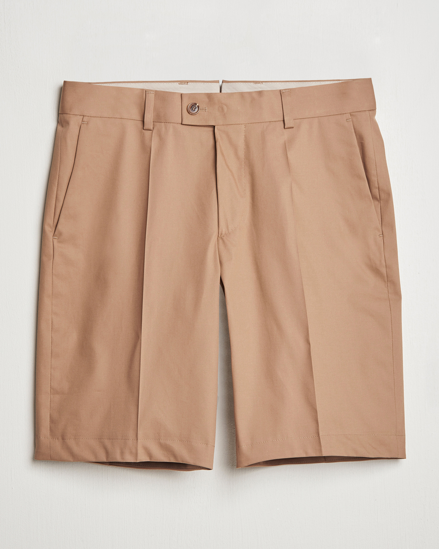 Herren | Shorts | BOSS CAMEL | Peet Cotton Pleated Shorts Open Beige