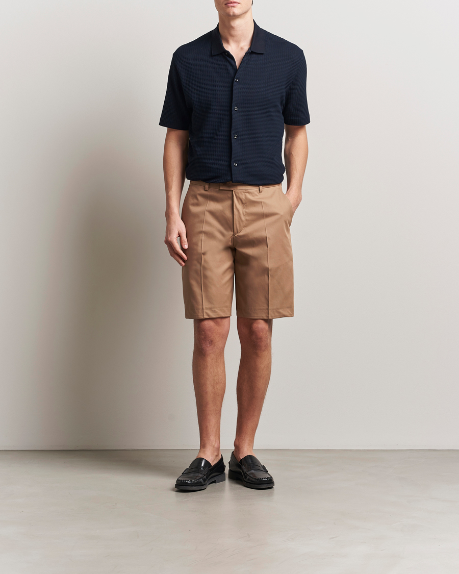 Herren | Shorts | BOSS CAMEL | Peet Cotton Pleated Shorts Open Beige
