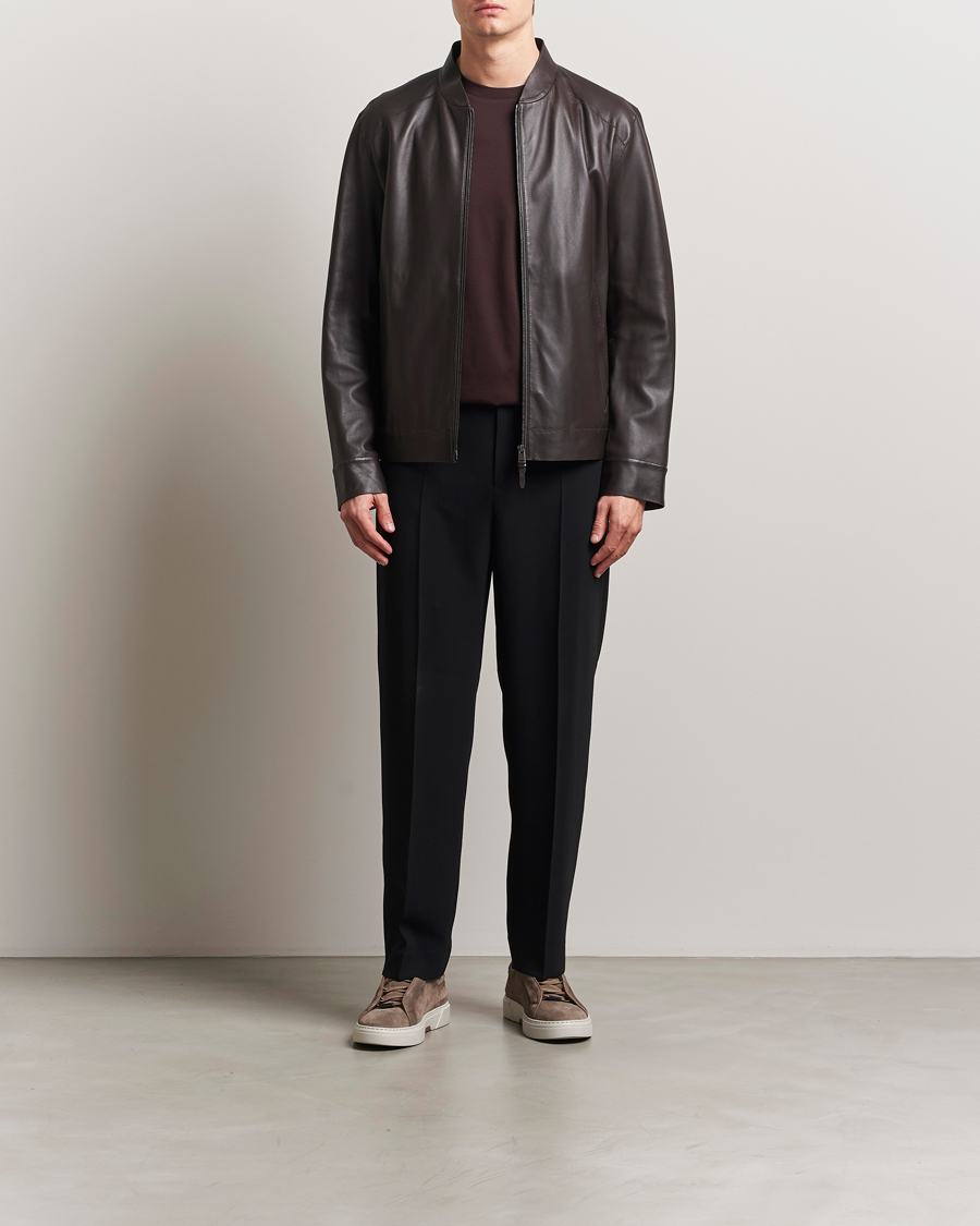 Herren | Jacken | BOSS CAMEL | Maiverse Leather Jacket Dark Brown