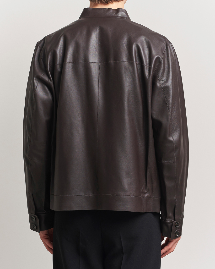 Herren | Jacken | BOSS CAMEL | Maiverse Leather Jacket Dark Brown