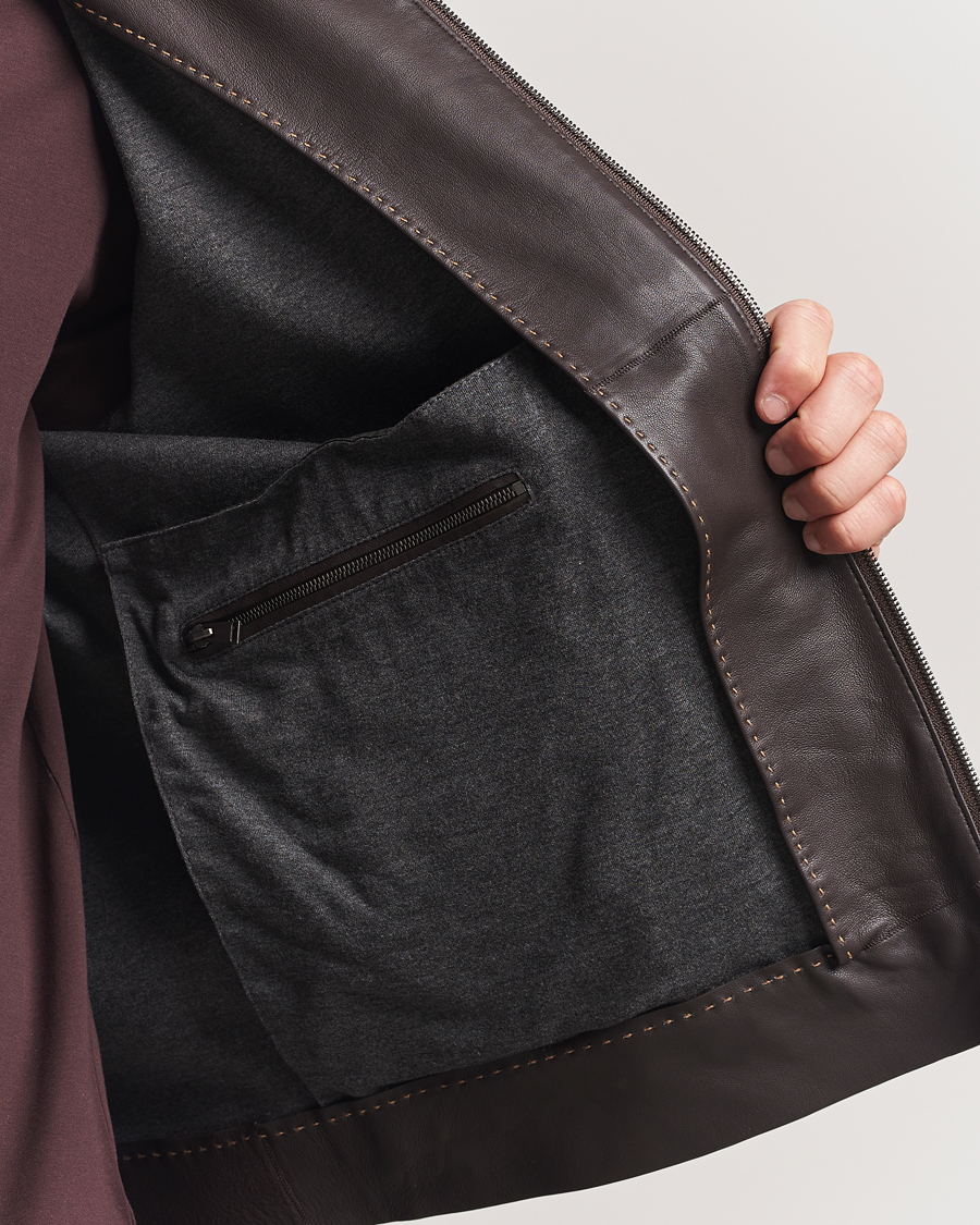 Herren | Jacken | BOSS CAMEL | Maiverse Leather Jacket Dark Brown