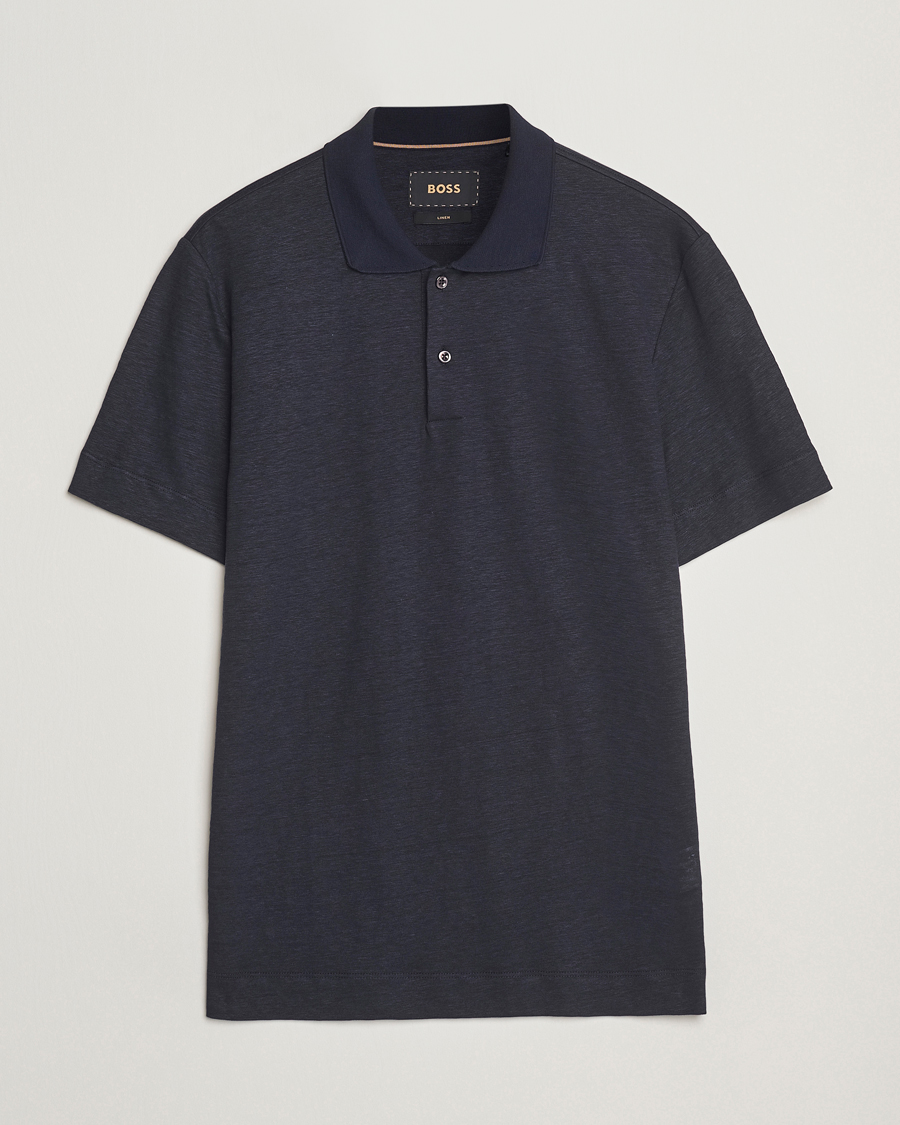 Herren | Poloshirts | BOSS CAMEL | Perry Linen Polo Dark Blue