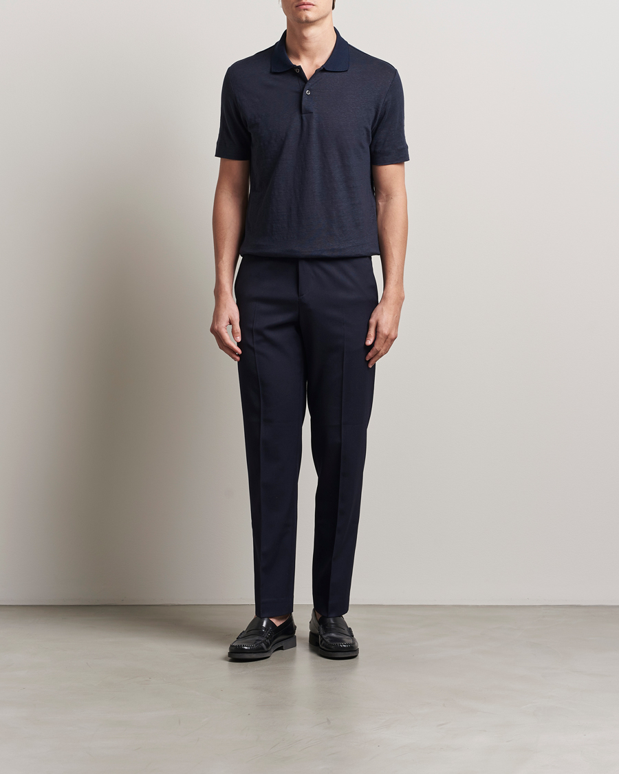 Herren | Poloshirts | BOSS CAMEL | Perry Linen Polo Dark Blue