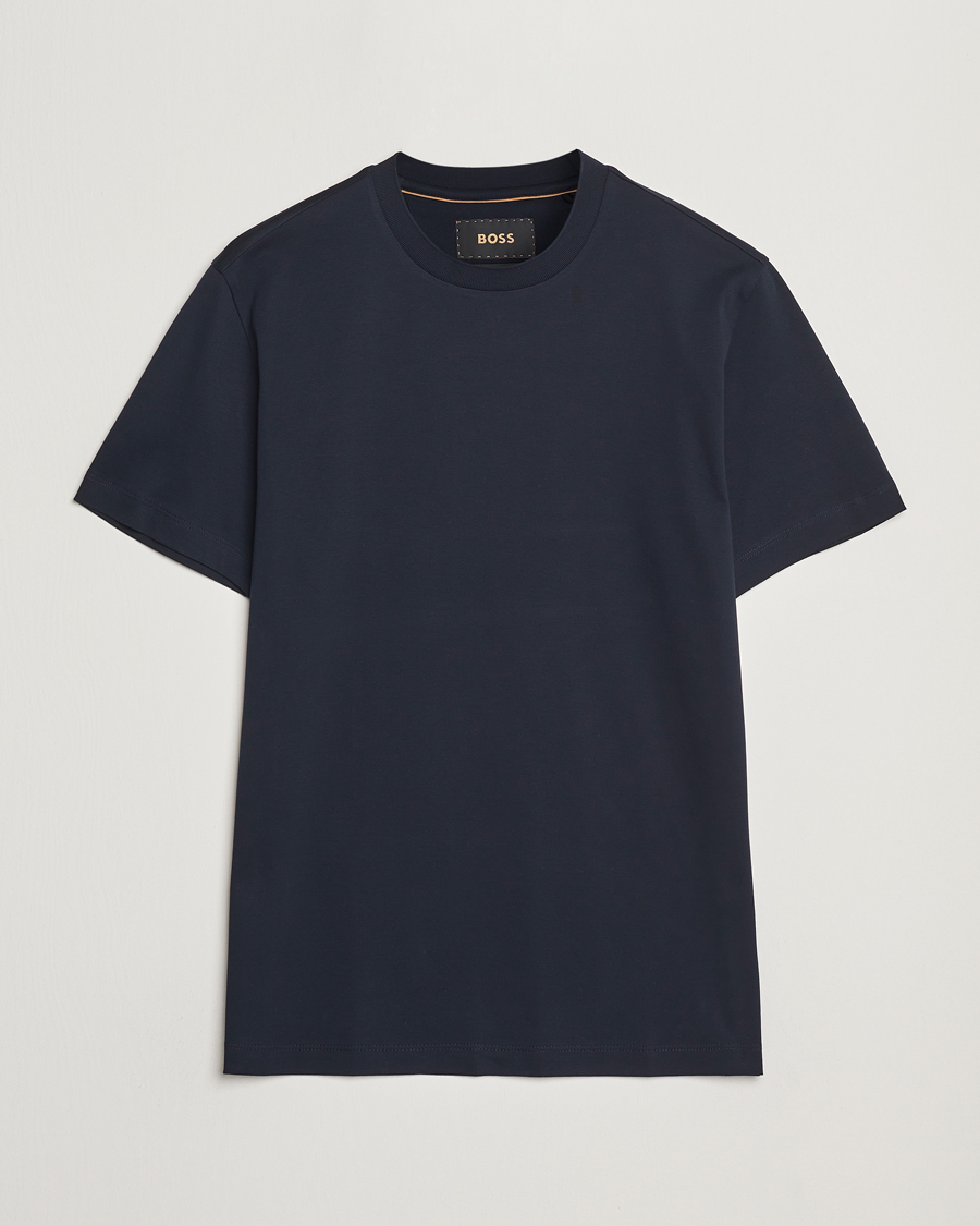Herren | T-Shirts | BOSS CAMEL | Tesar Cotton Knitted T-Shirt Dark Blue