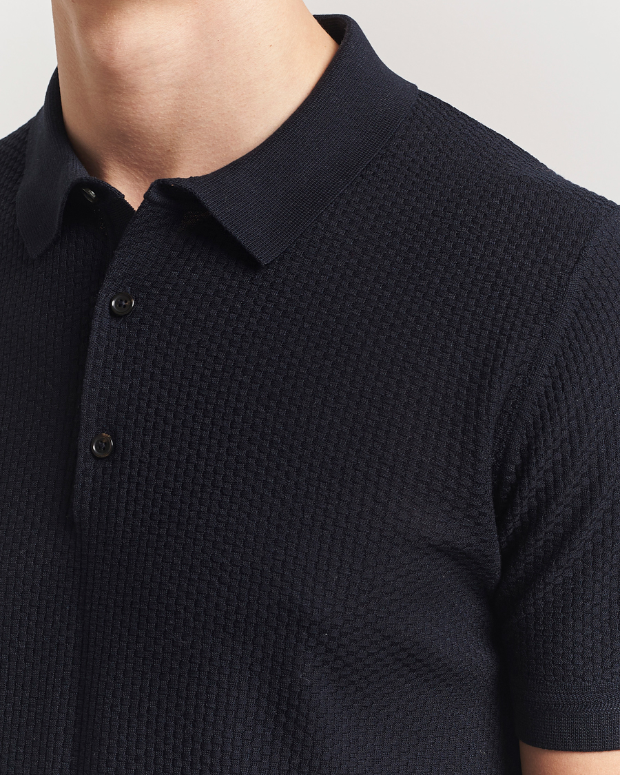 Herren | Poloshirts | BOSS CAMEL | Jeffrey Silk Knitted Polo Dark Blue