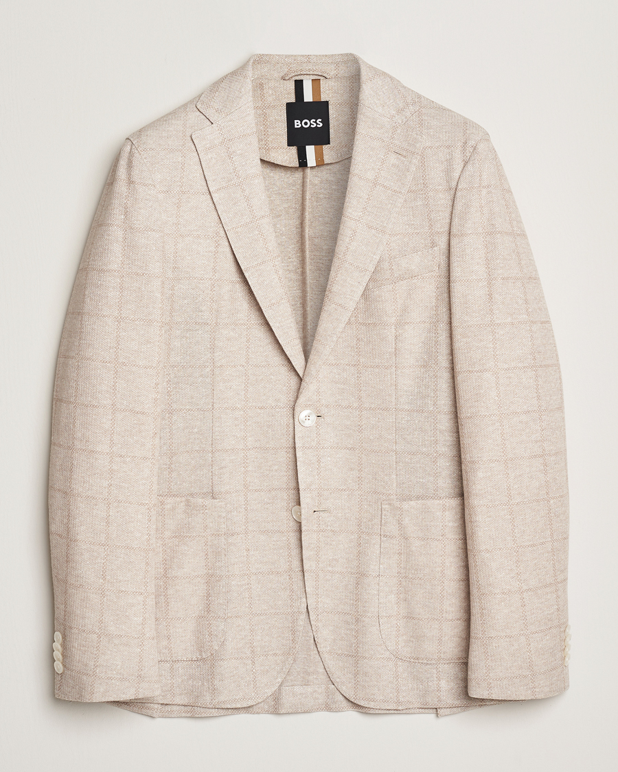 Herren | Sakkos | BOSS BLACK | Hanry Checked Jersey Patch Pocket Blazer Open White